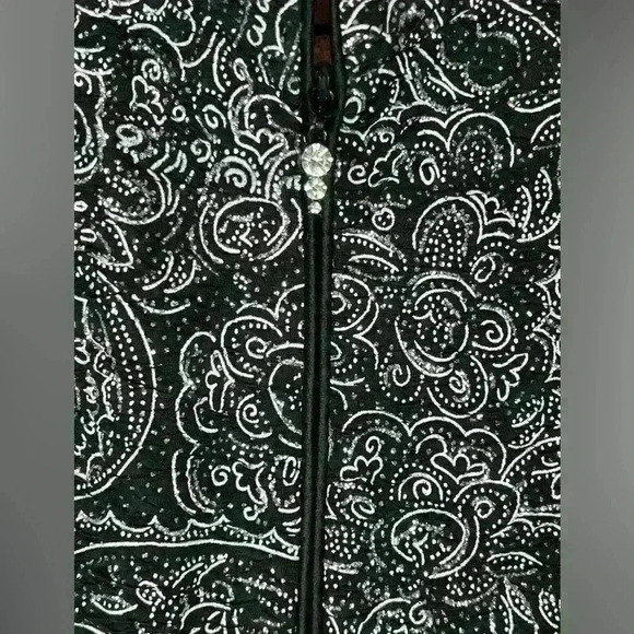 Alex Evenings | Black Embellished Zip Front Formal Jacket Women’s Size Medium - Picture 7 of 11